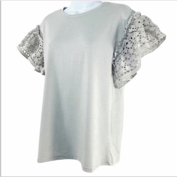 SHE AND SKY ruffled eyelet top M - Picture 2 of 8